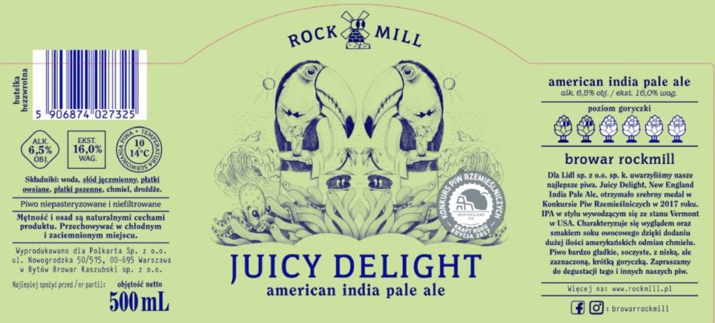 Etykieta Juicy Delight wersja dla Lidl